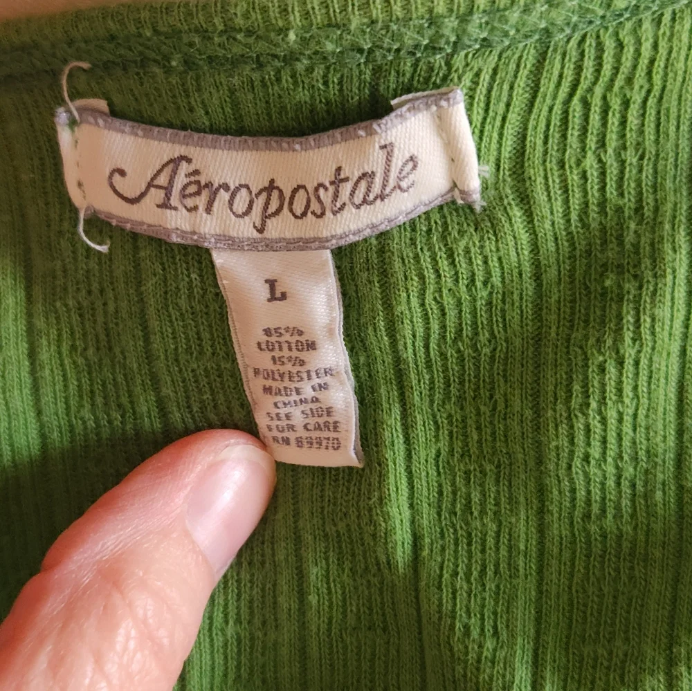 Aeropostale Vintage Green Button-Up Ribbed Henley - Picture 4 of 5